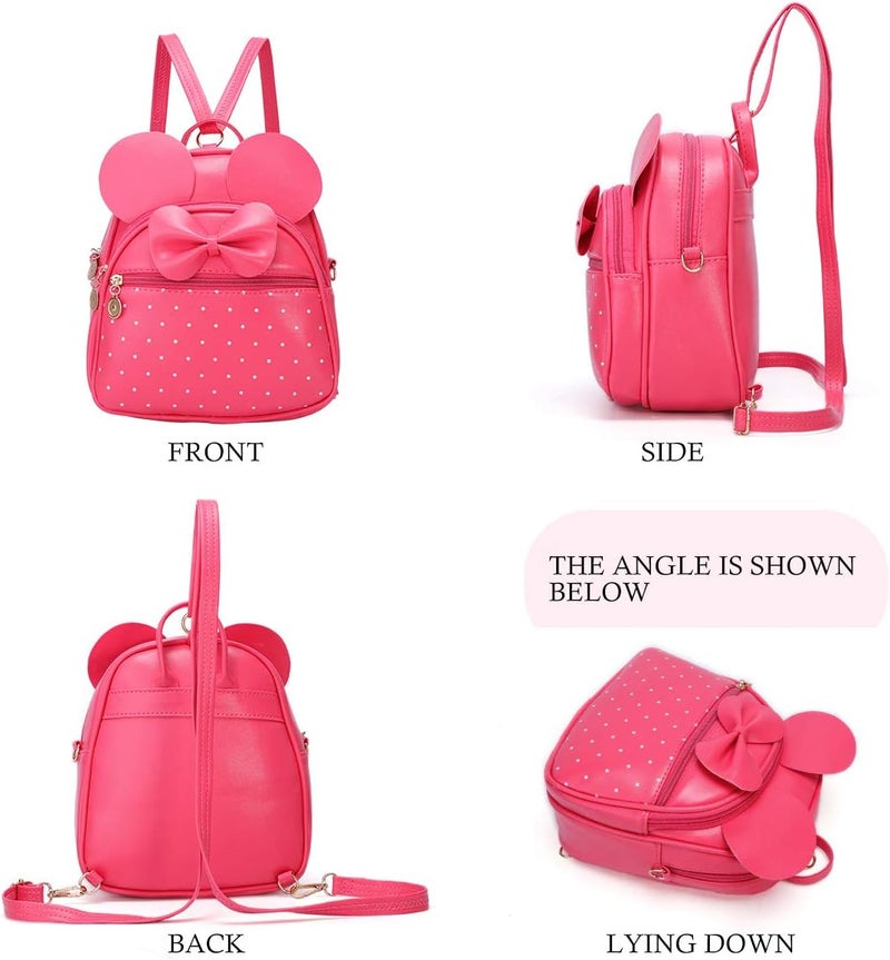 KL928 Girls Mini Backpack Bowknot Polka Dot Cute Small Daypacks Convertible Shoulder Bag Purse for Women - Image 5